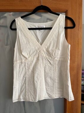 White Summer Peasant Tank Top